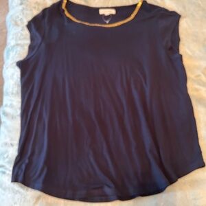 Navy tank with gold bling!